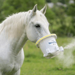 Inhalator za konje s prostoročno uporabo brez cevi
